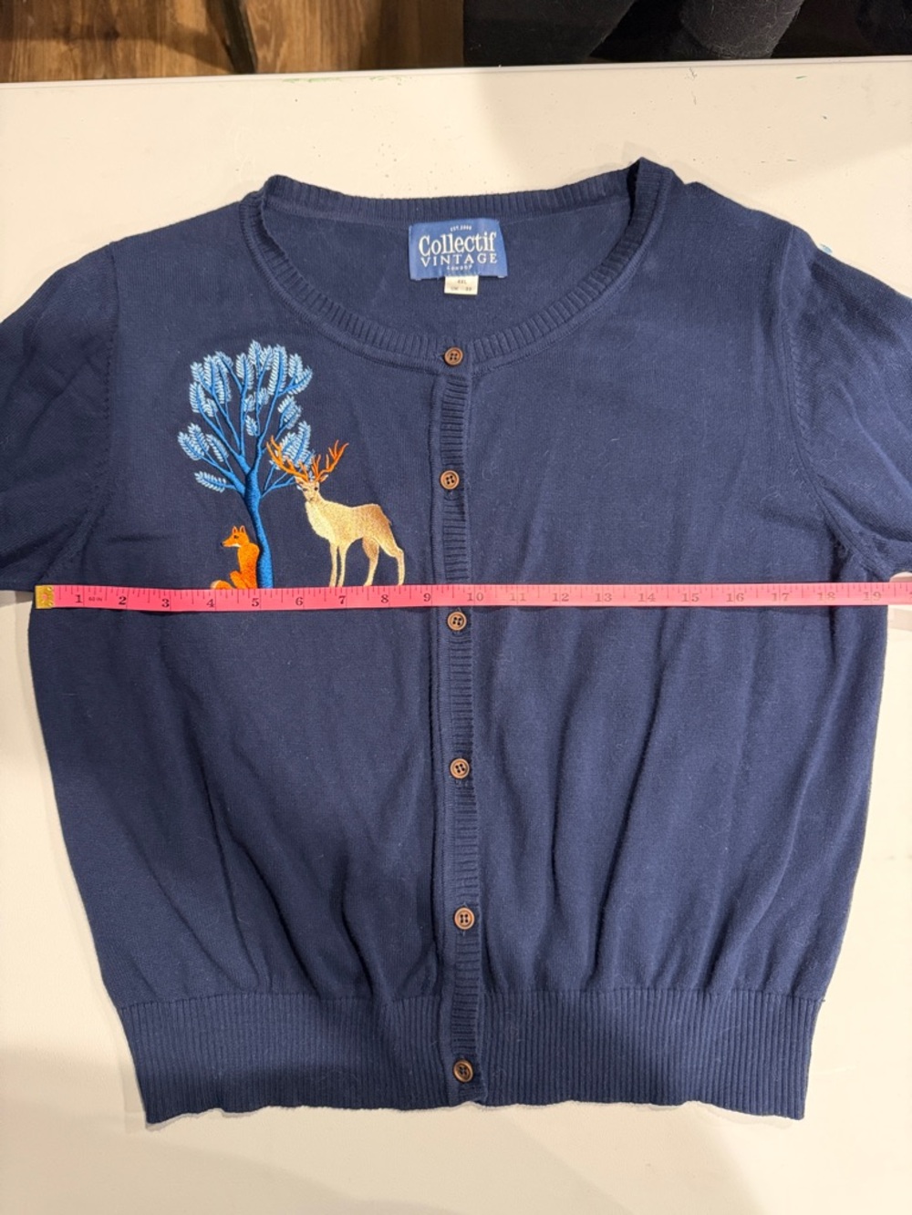 Collectif Vintage London Navy Embroidered Animal Cardigan - Picture 5 of 7